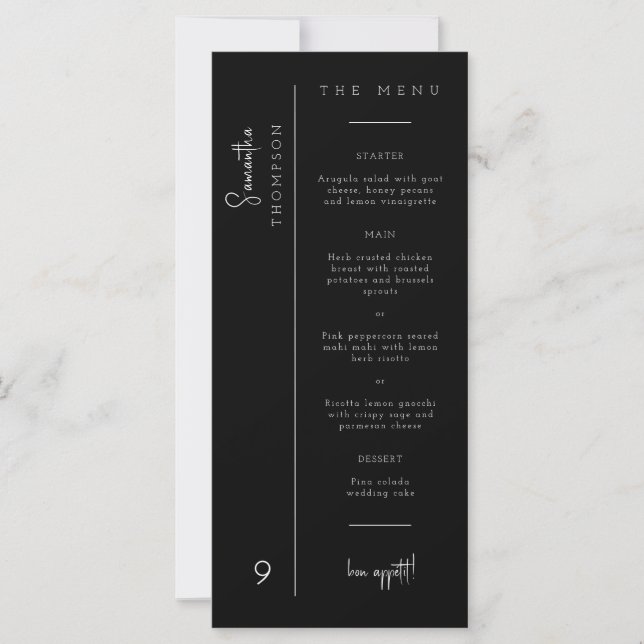 Simple Minimalist Wedding Thank You Placecard Menu (Front)