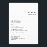 Simple Minimalist Wedding Wedding Dinner Menu<br><div class="desc">Crafted with a chic and modern aesthetic, our Simple Minimalist Wedding Wedding Dinner Menu cards are the epitome of sophistication. They present a culinary journey in minimalist style, with every course detailed in elegant, contemporary font. Perfect for couples seeking to marry tradition with modern elegance, these menus add a touch...</div>