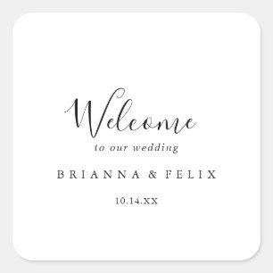 Simple Minimalist Wedding Welcome Square Sticker