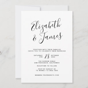 Simple Minimalist Wedding With RSVP Details Invitation