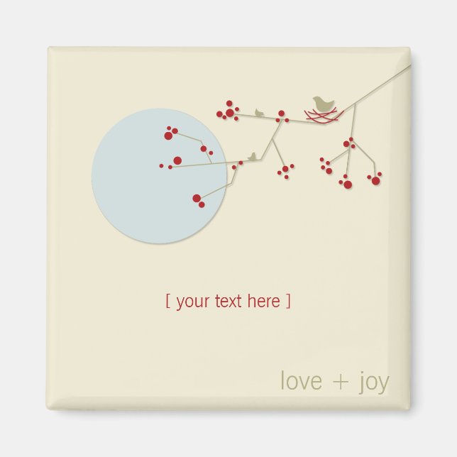 Simple Minimalist Whimsical Nesting Birds & Family Magnet (Front)