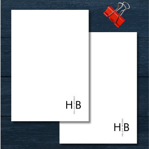 Simple Minimalist White & Black Initial Monogram Post-it Notes
