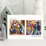 Simple Minimalist White Black Two Square Photos  Holiday Card<br><div class="desc">This beautiful holiday card features space for two photos and a minimalist modern aesthetic in black and white. All text is customisable so you can easily change the holiday greeting.</div>