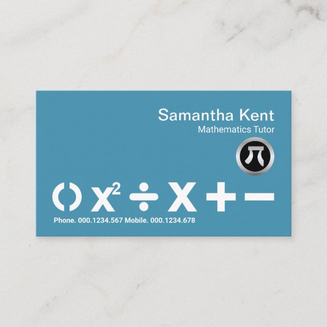 Simple Minimalist White BODMAS Math Symbols Tutor Business Card (Front)