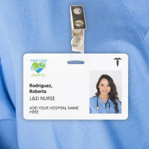 Simple Minimalist White Custom Hospital Employee ID Badge