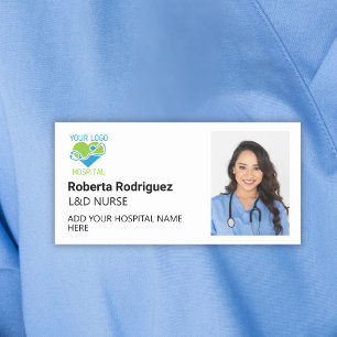 Simple Minimalist White Custom Hospital Employee Name Tag