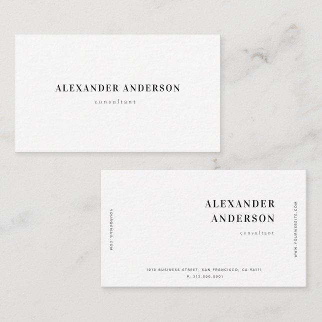 Simple Minimalist White Professional Business Card (Front/Back)