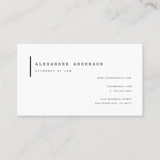Simple Minimalist White Professional Business Card (Front)