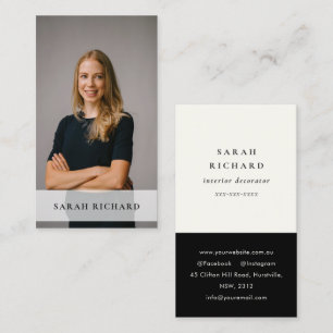 Simple Minimalist White Professional Custom Photo Business Card