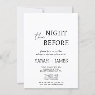 Simple Minimalist White Rehearsal Dinner Invitation