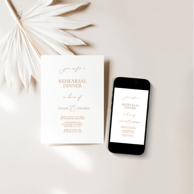 Simple Minimalist White Rehearsal Dinner Invitation (Creator Uploaded)