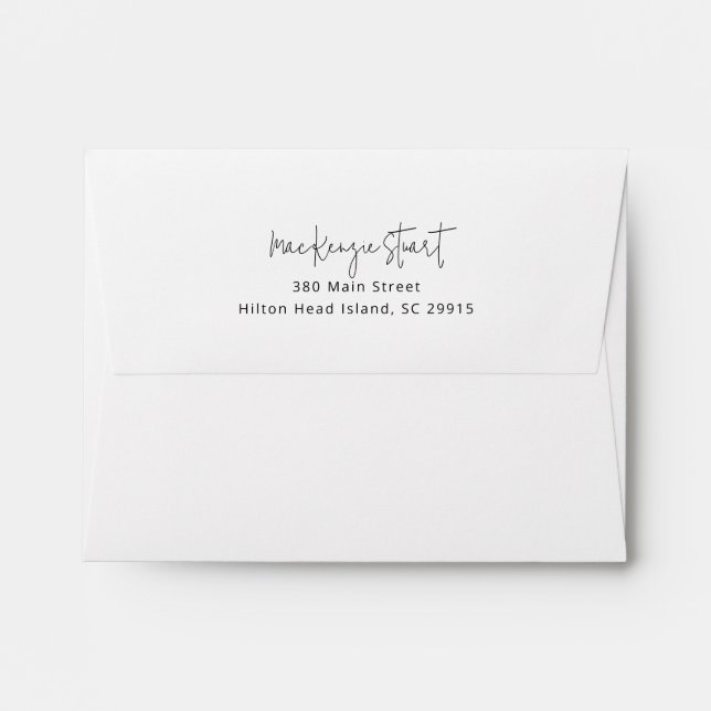 Simple Minimalist White Return Address Envelope (Back (Top Flap))
