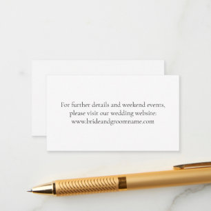 Simple minimalist white wedding website details enclosure card