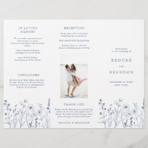Simple Minimalist Wildflower boho Wedding Program