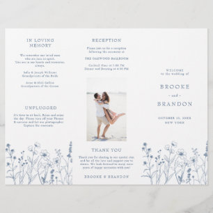 Simple Minimalist Wildflower boho Wedding Program