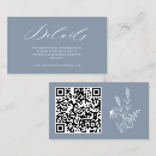 Simple Minimalist Wildflower Dusty Blue Wedding Enclosure Card