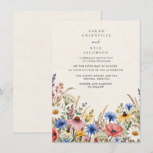 Simple Minimalist Wildflower Wedding Invitation