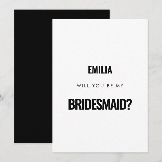 Simple minimalist Will you be my bridesmaid card (Front/Back)