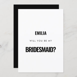 Simple minimalist Will you be my bridesmaid card