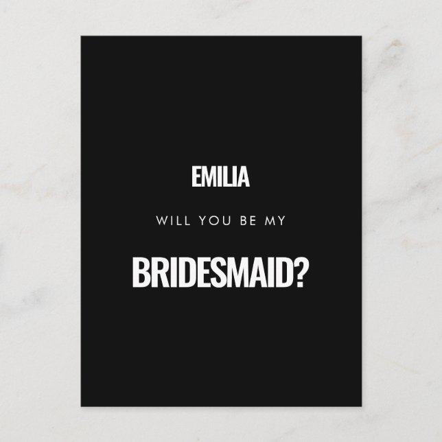 Simple minimalist Will you be my bridesmaid Postcard (Front)
