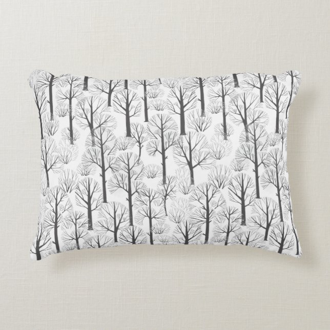 Simple Minimalist Winter Trees Pattern Decorative Cushion (Front)