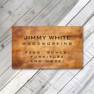 Simple Minimalist Wood Woodshop Woodworking Business Card