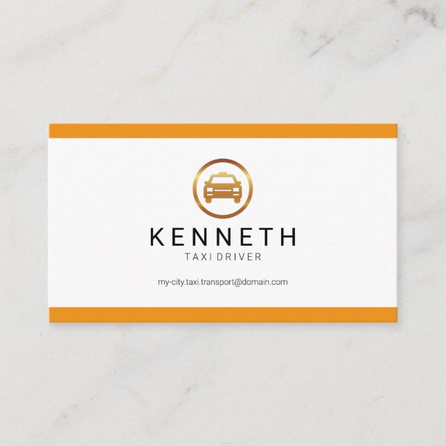 Simple Minimalist Yellow Stripes Taxi Driver Business Card (Front)