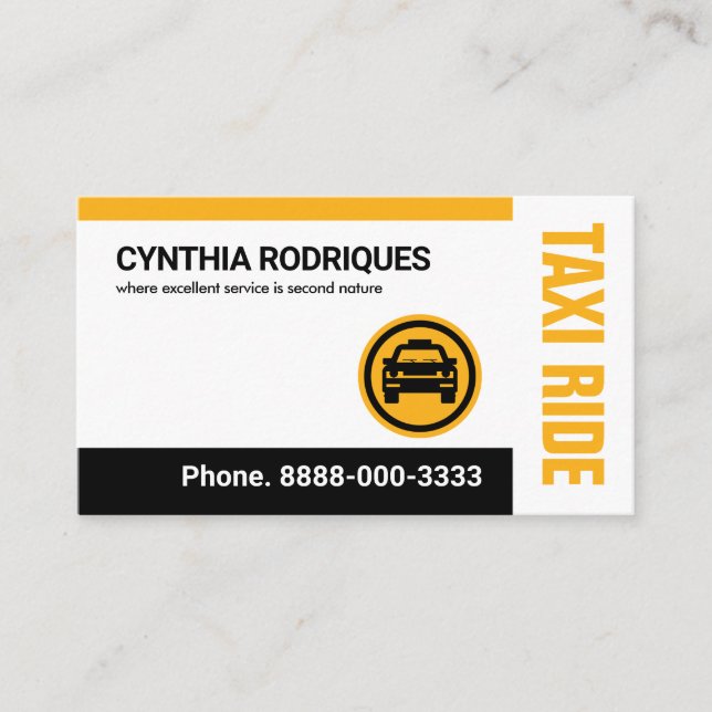 Simple Minimalist Yellow Taxi Business Card (Front)