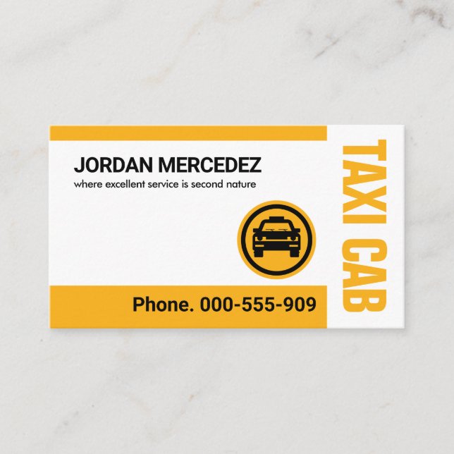 Simple Minimalist Yellow Taxi Cab Business Card (Front)