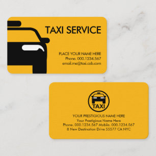 Simple Minimalist Yellow Taxi Cab Business Card