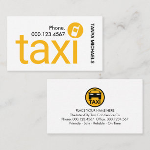 Simple Minimalist Yellow Taxi Service Business Card