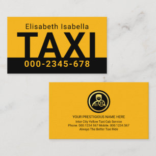Simple Minimalist Yellow Taxi Service Business Card