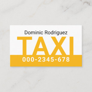 Simple Minimalist Yellow Taxi Service Business Card