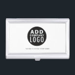 Simple Minimalist Your Logo Here | Business Card Holder<br><div class="desc">This business card case features a simple logo template and custom text line.  Swap the logo for any logo of your choice and replace the text line with any wording of your choice. #yourlogohere #zazzlemade</div>