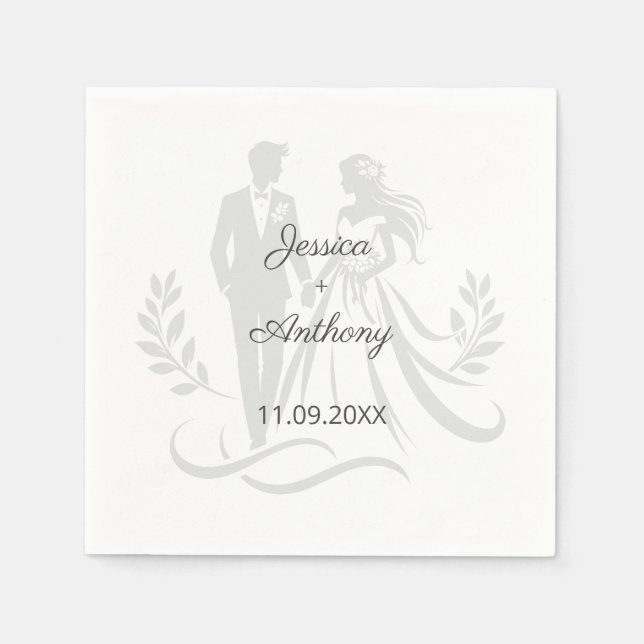 Simple Minimalistc Elegant Custom Name Wedding Napkin (Front)