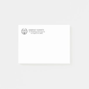 Simple Minimalistic Black Justice Logo On White Post-it Notes