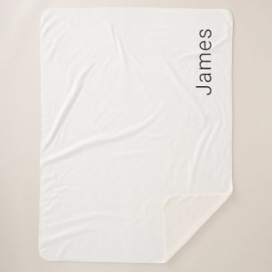 Simple Minimalistic Editable Name or other Text Sherpa Blanket