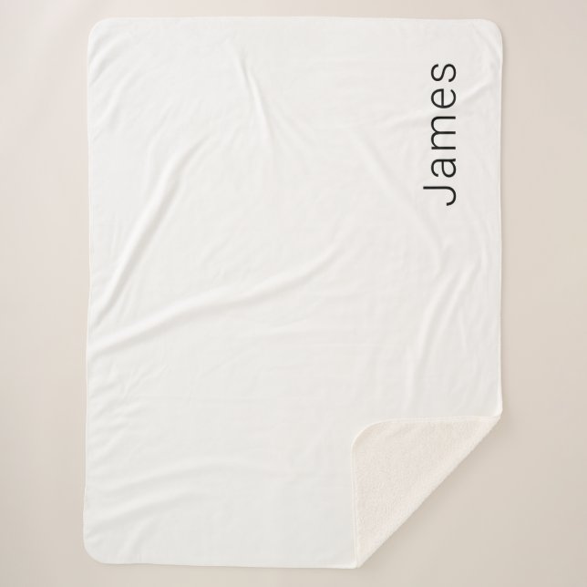 Simple Minimalistic Editable Name or other Text Sherpa Blanket (Front)