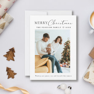 Simple Minimalistic Merry Christmas family photo Holiday Card