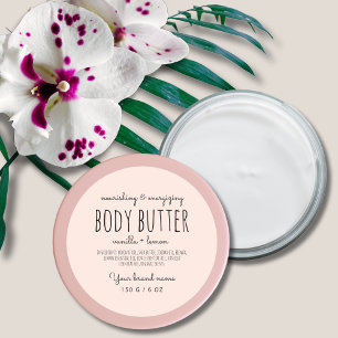 Simple minimalistic packaging blush body butter classic round sticker