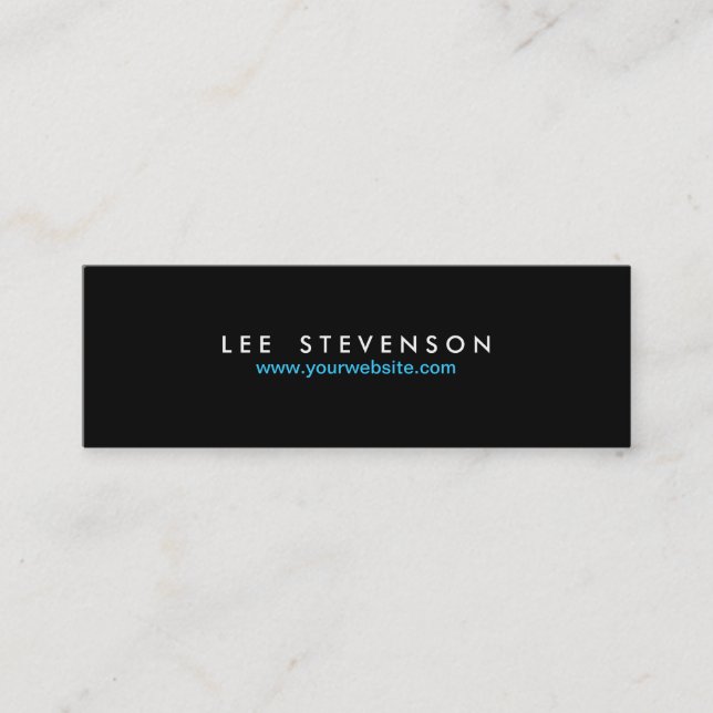 Simple Minimalistic Solid Black No. 2 Mini Business Card (Front)