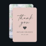 Simple Minimalistic Solid Colour Light Pink Weddin Thank You Card<br><div class="desc">Simple Minimalistic Solid Colour Light Pink Wedding Thank You Cards. This modern wedding or any event Thank You Card design is simple and minimal with a Plain Solid colour Background and trendy signature calligraphy script fonts. Add Your Custom Wedding Photograph to the back side for a completely personalised look! Shown...</div>