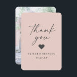 Simple Minimalistic Solid Colour Light Pink Weddin Thank You Card<br><div class="desc">Simple Minimalistic Solid Colour Light Pink Wedding Thank You Cards. This modern wedding or any event Thank You Card design is simple and minimal with a Plain Solid colour Background and trendy signature calligraphy script fonts. Add Your Custom Wedding Photograph to the back side for a completely personalised look! Shown...</div>