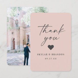 Simple Minimalistic Solid Colour Light Pink Weddin Thank You Card