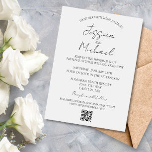 Simple Minimalistic Wedding Minimal QR code RSVP Invitation