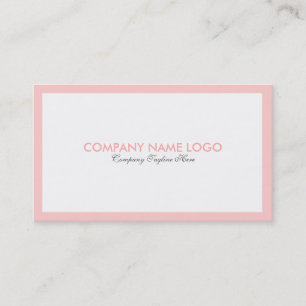 Simple Minimalistic White & Light Pink Border Business Card