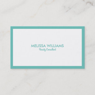Simple Minimalistic White & Turquoise Border Busi Business Card