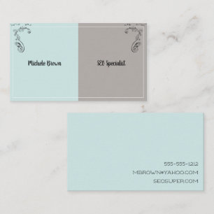 Simple Mint and Grey with Florishes Business Card