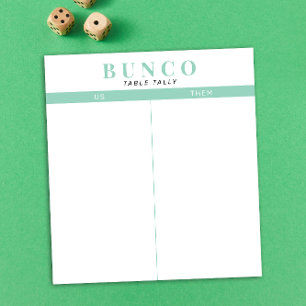 Simple Mint Blue and White Bunco Table Tally Notepad