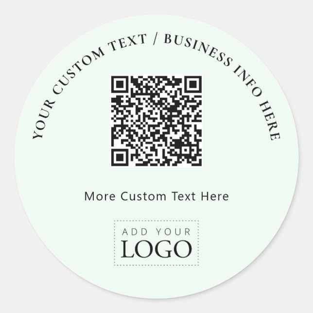 Simple Mint Business Logo QR Code Promotional Classic Round Sticker (Front)
